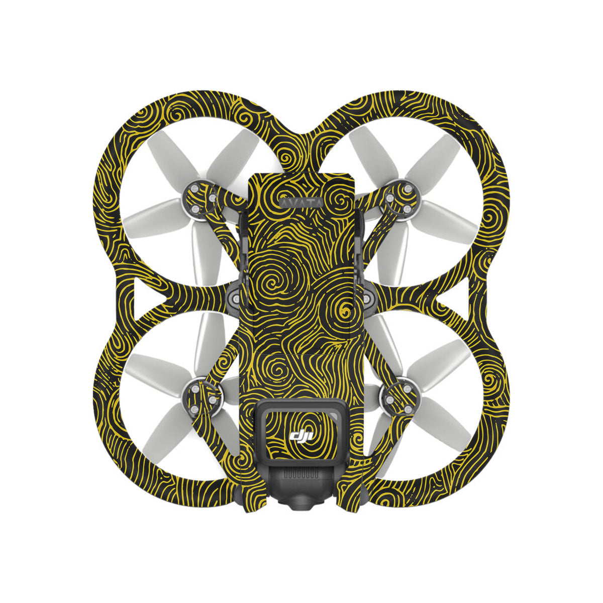 Yellow Spirals DJI Avata Drone Skin
