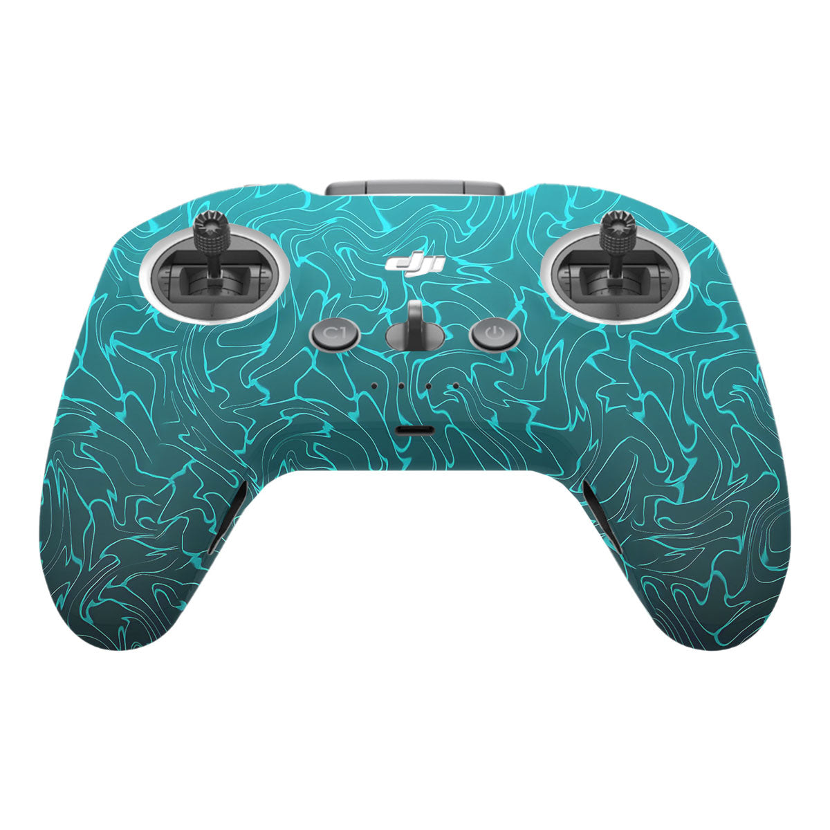 Cyan Blue to Black Gradient DJI FPV Remote Controller Skin