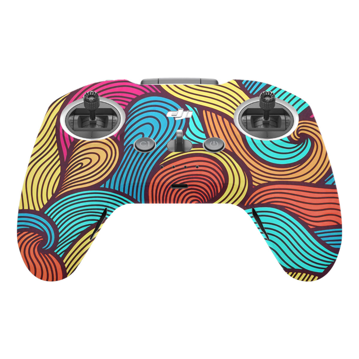 Retro Colorful Doodle Art Pattern DJI FPV Remote Controller Skin