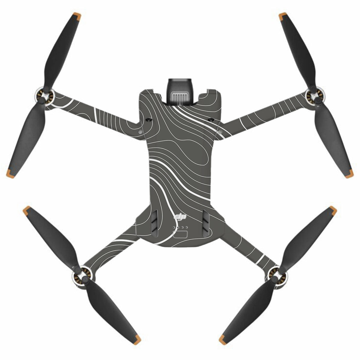 Grayscale Topographic Lines DJI Mini 3 Pro Drone Skin
