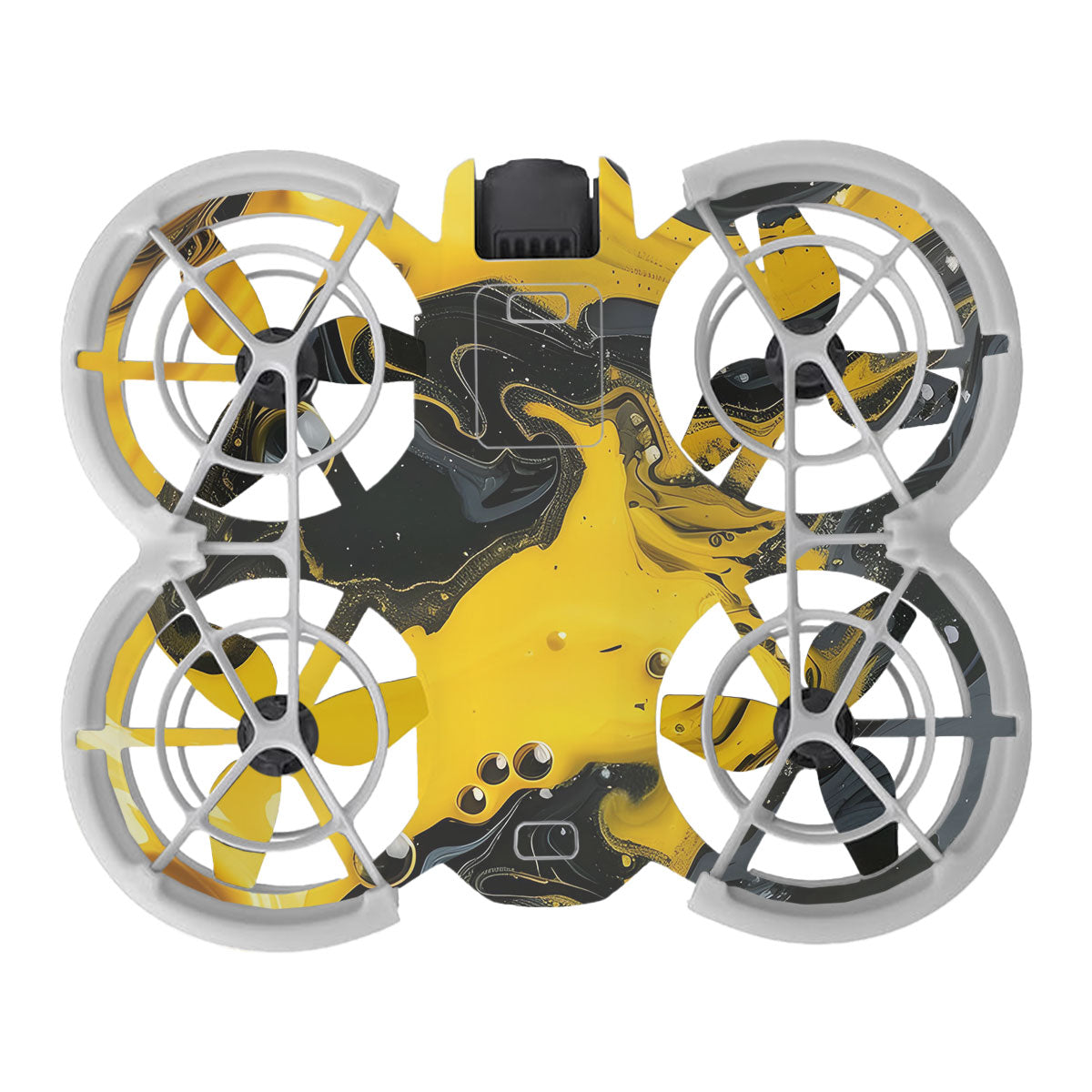 Yellow and Black Paint Swirls DJI Neo Drone Skin