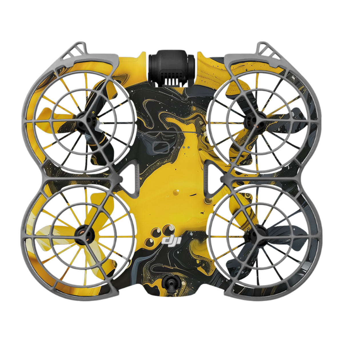 Yellow and Black Paint Swirls DJI Neo 2 Drone Skin