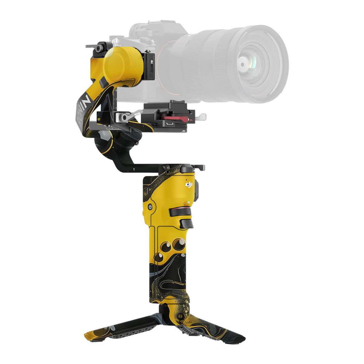 Yellow and Black Paint Swirls DJI RS 3 Mini Gimbal Skin