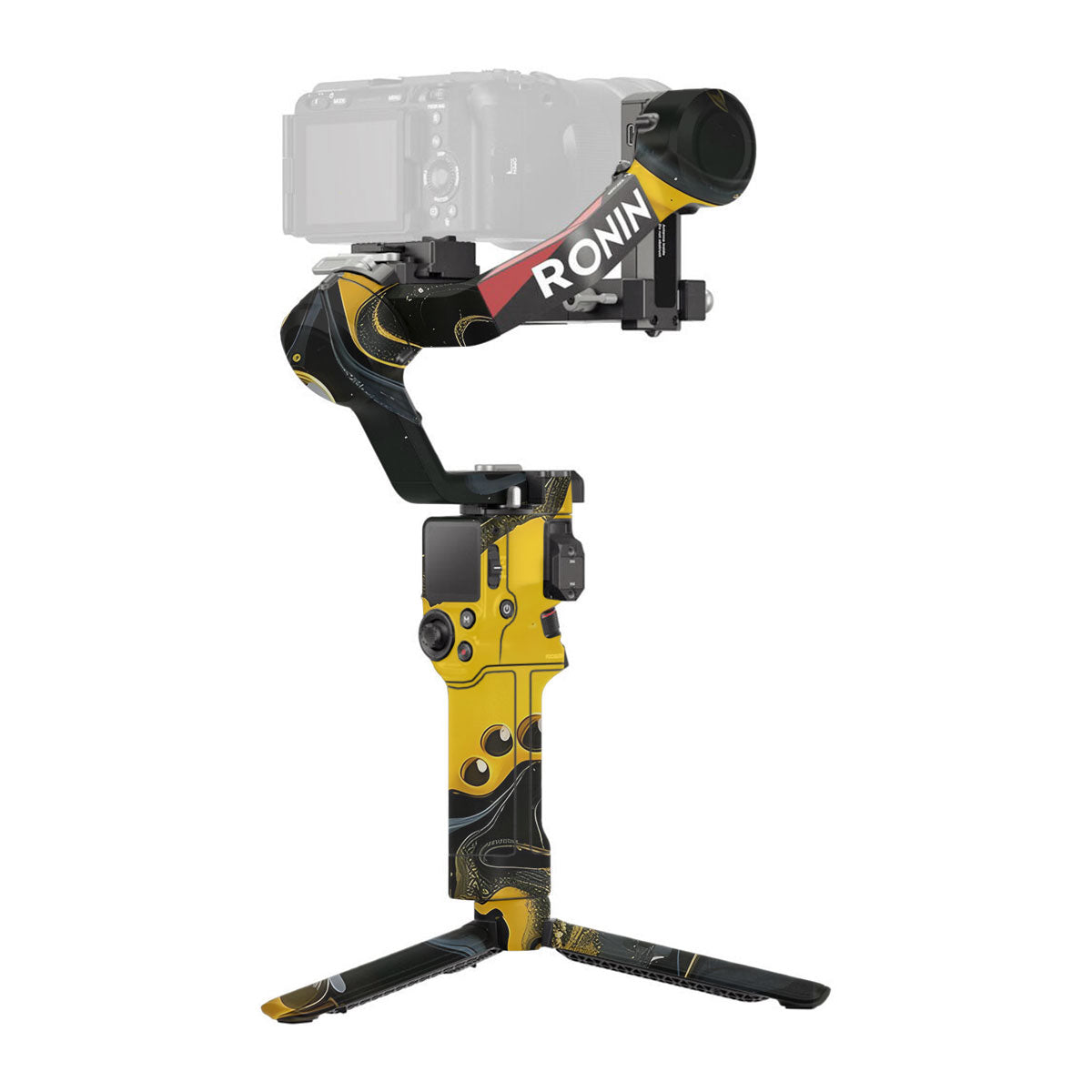 Yellow and Black Paint Swirls DJI RS 4 Gimbal Skin