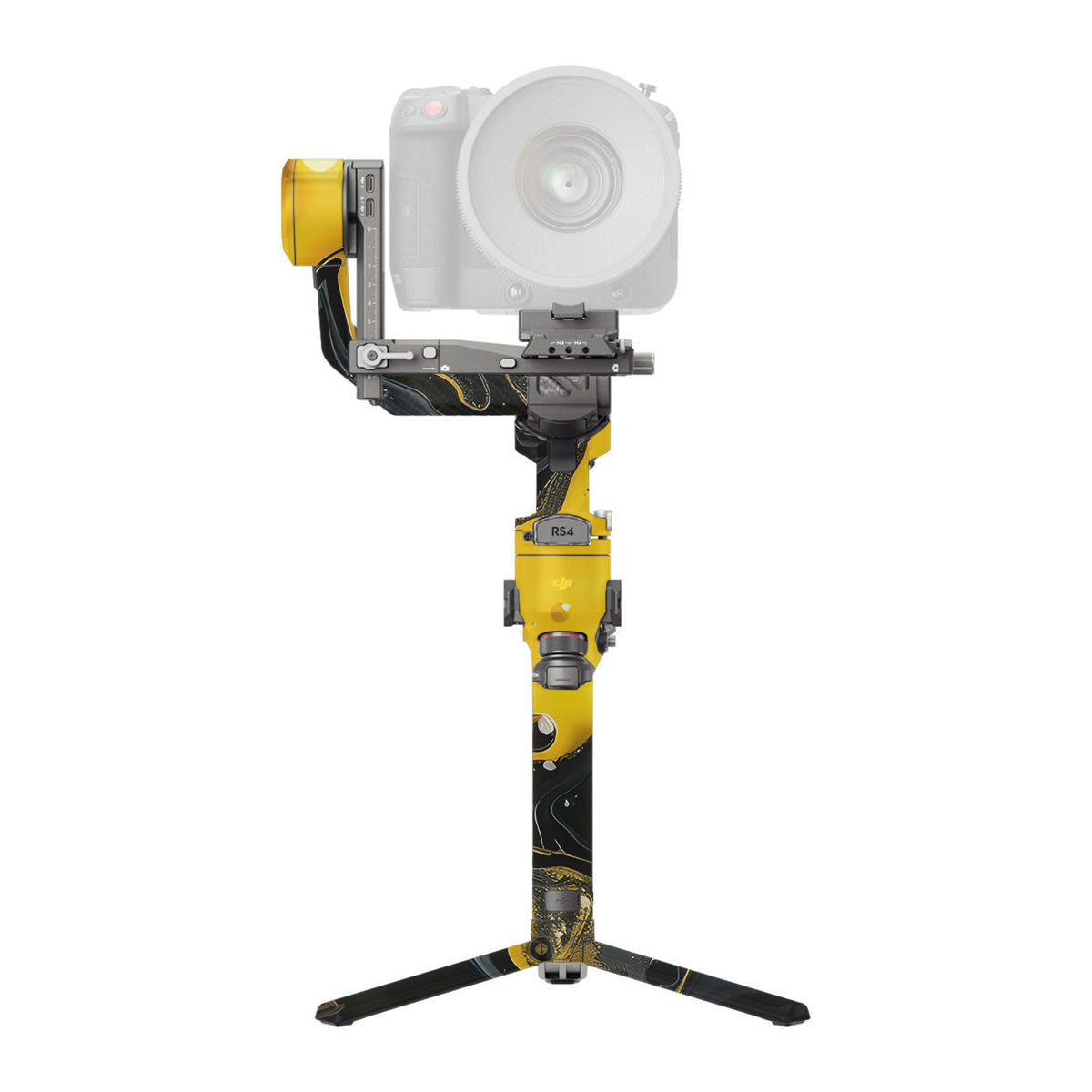Yellow and Black Paint Swirls DJI RS 4 Pro Gimbal Skin