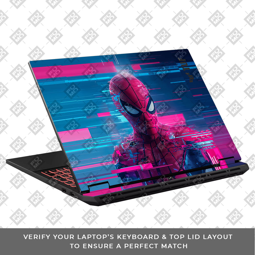 Glitch Spider Neon Web Asus TUF Gaming A16 2025 3D Laptop Skin