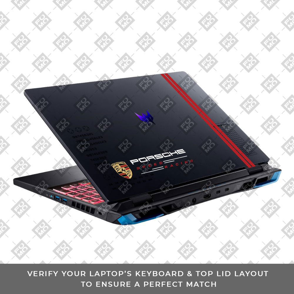 Transparent Porsche Motorsport Graphic Acer Predator Helios Neo 16 N22Q22B Laptop Skin