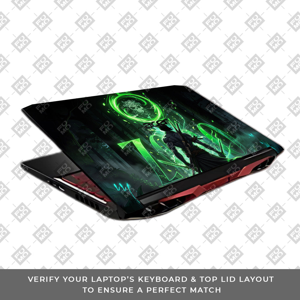 Zoro Green Aura Acer Nitro 5 AN515 45, 55, 57 Laptop Skin