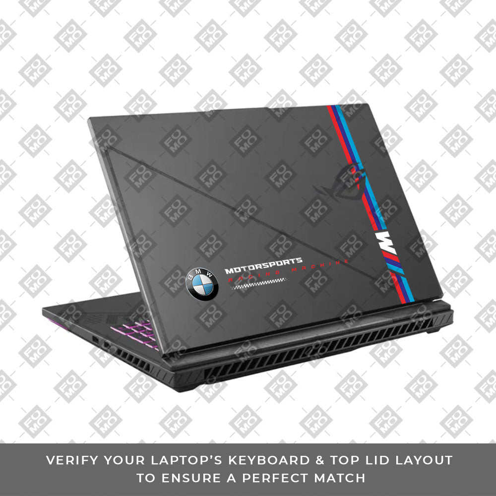 Transparent BMW Racing Graphic Asus ROG Strix G16 G614J Laptop Skin