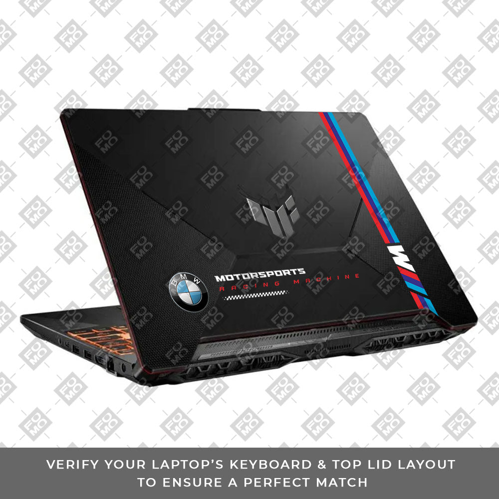 Transparent BMW Racing Graphic Asus TUF F15 FX506 & A15 FA506 Laptop Skin