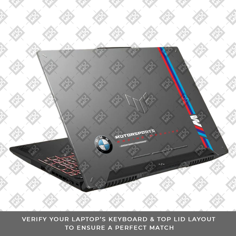 Transparent BMW Racing Graphic Asus TUF F15 FX507 & A15 FA507 Laptop Skin