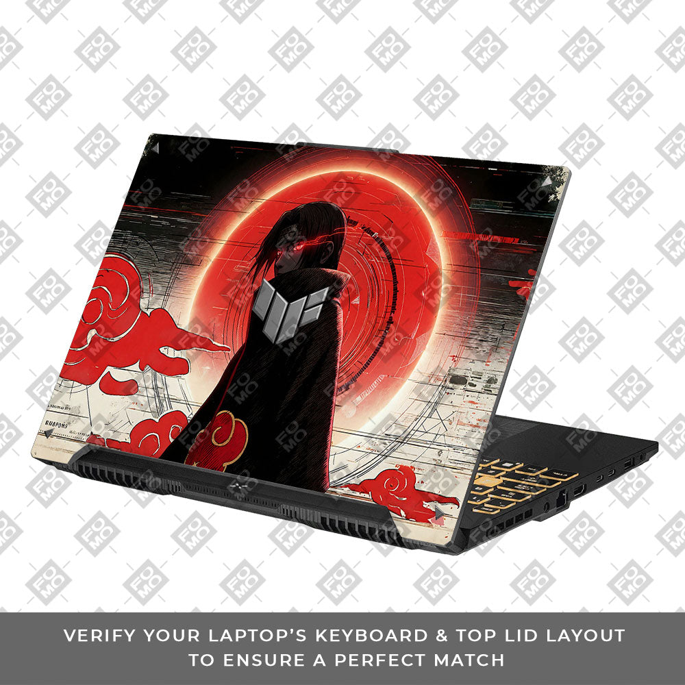 Itachi Uchiha Mark of the Akatsuki Asus TUF Gaming F16 and TUF Gaming A16 3D Laptop Skin