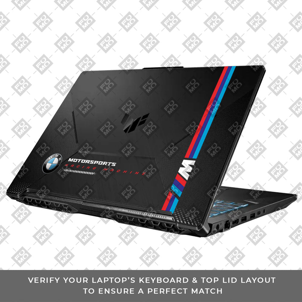 Transparent BMW Racing Graphic Asus TUF Gaming F17 FX706 Laptop Skin