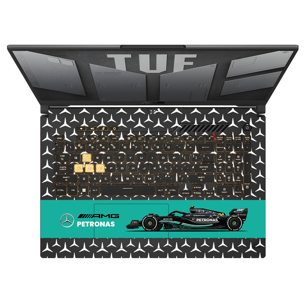 Transparent Mercedes AMG F1 Asus TUF Gaming F17 FX707Z Laptop Skin