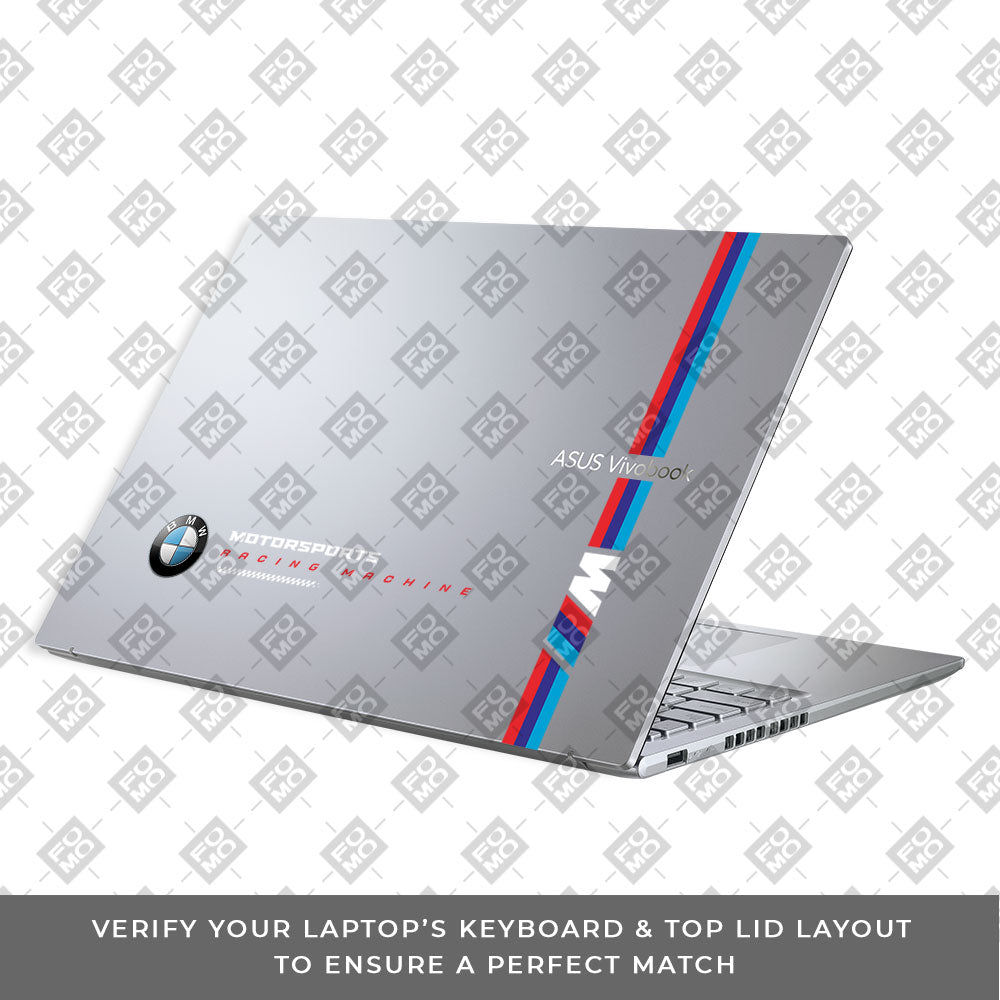 Transparent BMW Racing Graphic Asus Vivobook 16X M1603QA Laptop Skin
