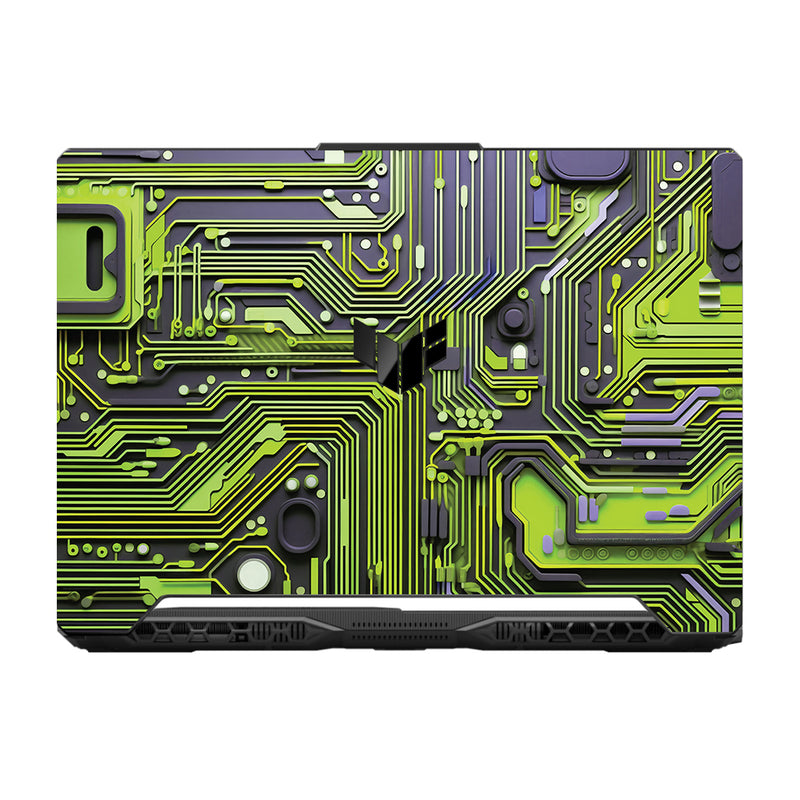 Lime Green Circuit Design Asus TUF F15 FX506 Laptop Skin