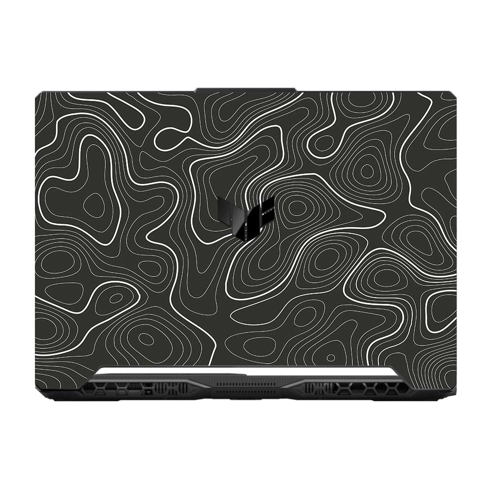 Grayscale Topographic Lines Asus TUF F15 FX506 and A15 FA506 Laptop Skin