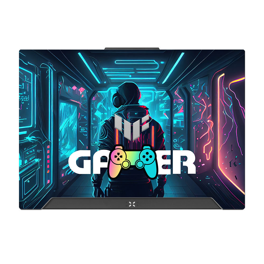 Gamer in Glowing Background Asus TUF F15 FX507 and A15 FA507 Laptop Skin