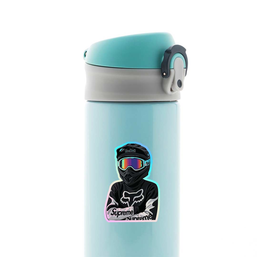 Motorcross Rider Helmet Holographic Stickers