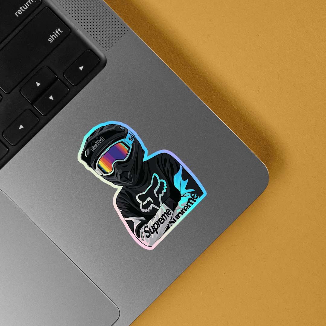 Motorcross Rider Helmet Holographic Stickers