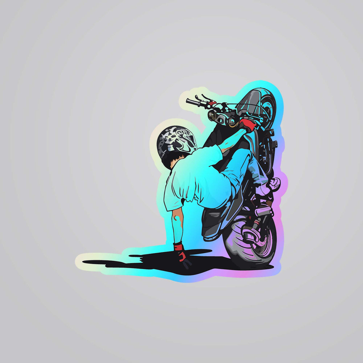 Bike Stunt Action Holographic Sticker