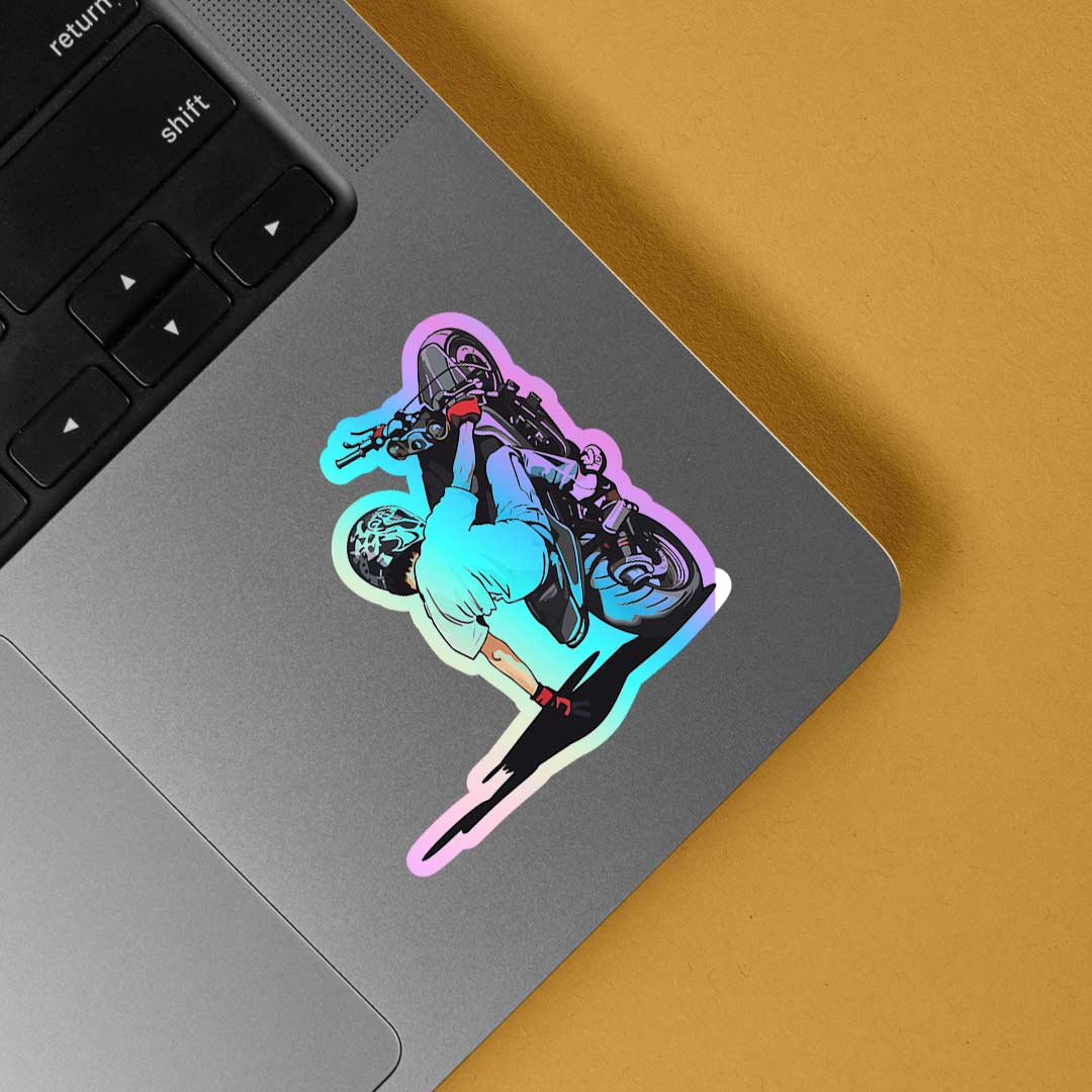 Bike Stunt Action Holographic Stickers