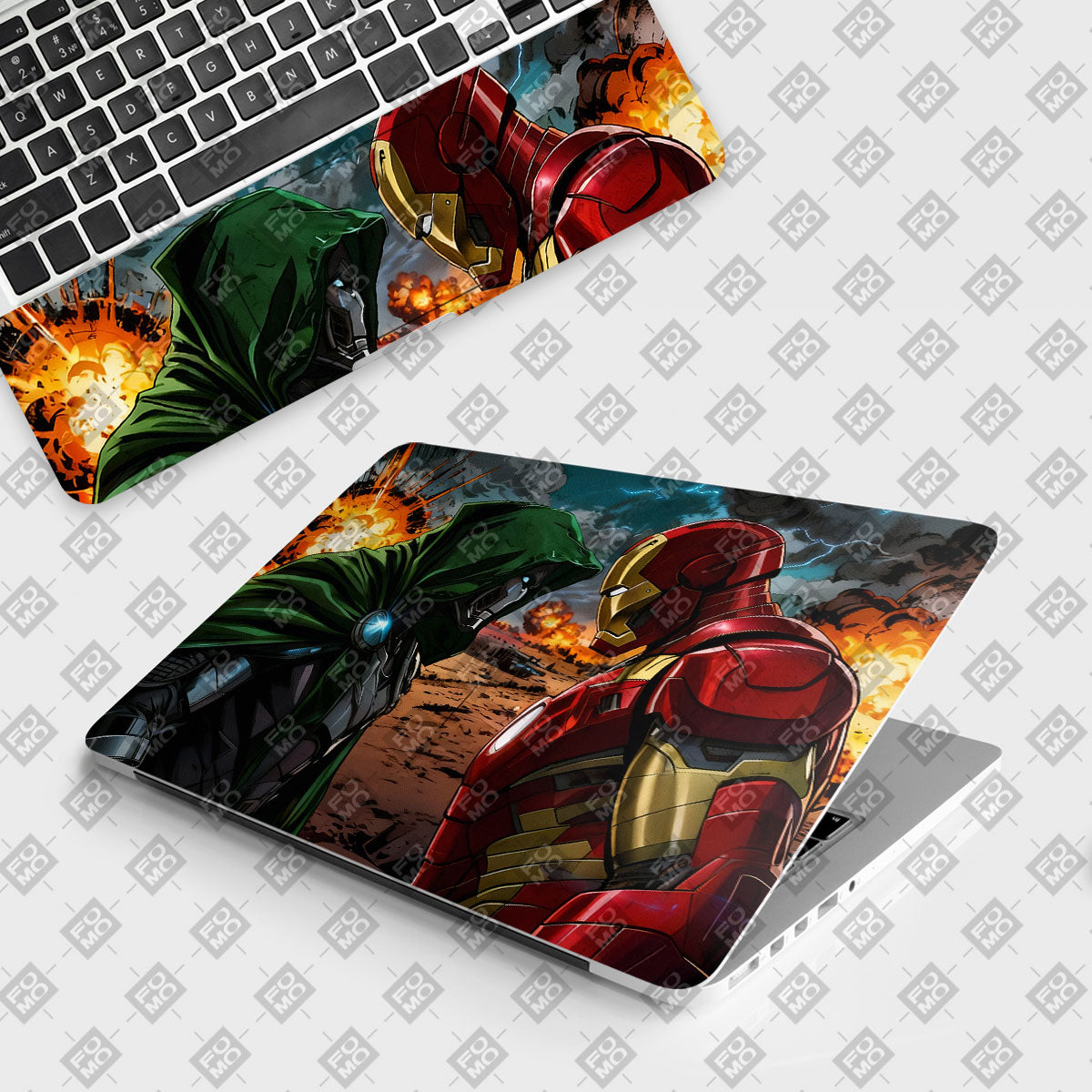 Iron Man vs Doom Comic Laptop Skin