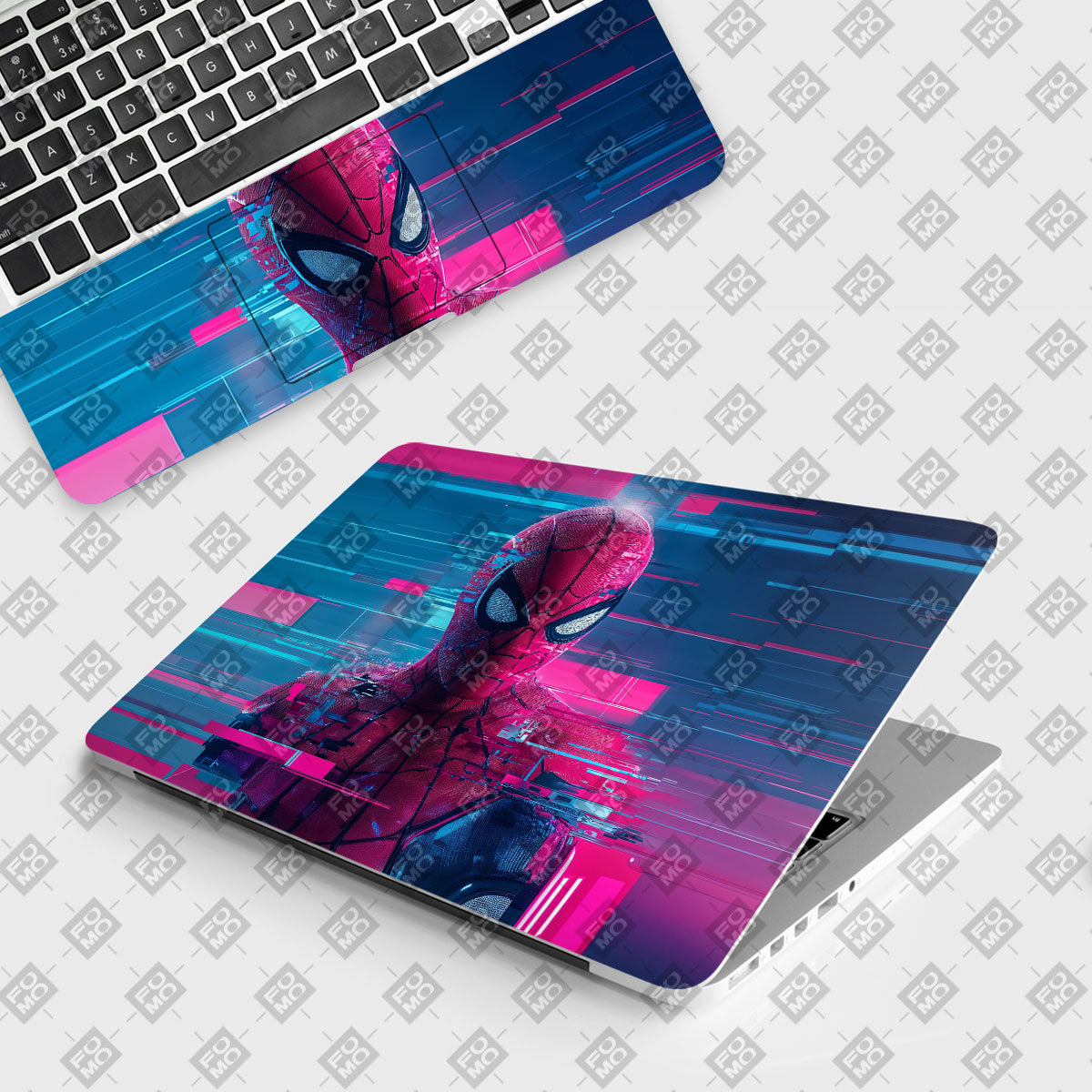 Glitch Spider Neon Web Comics Laptop Skin