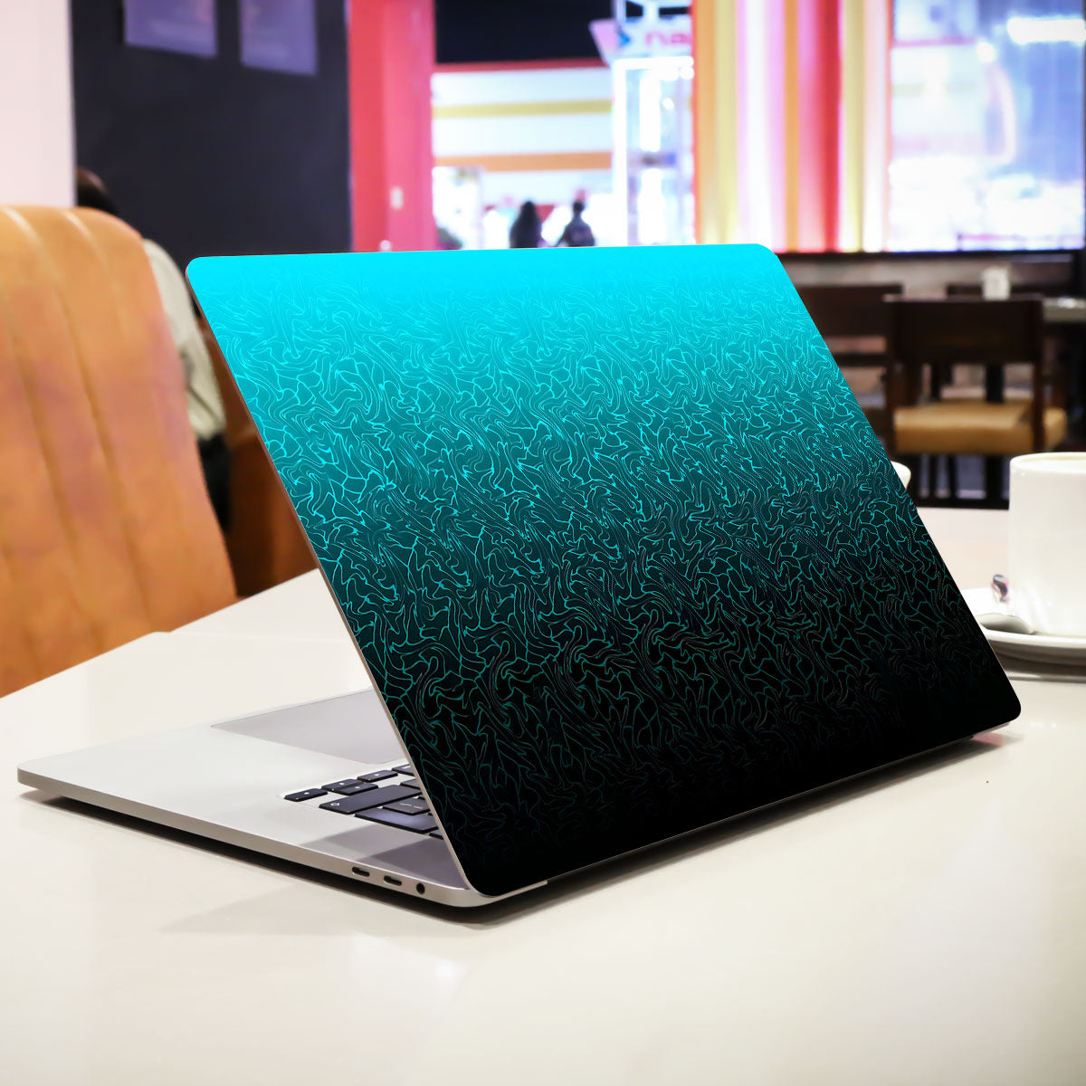 Cyan Blue to Black Gradient Laptop Skin