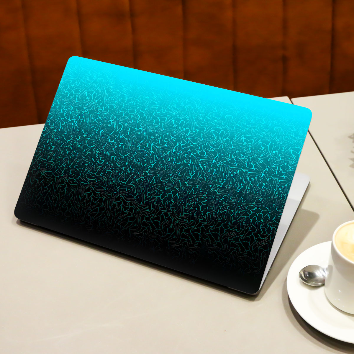 Cyan Blue to Black Gradient Laptop Skin