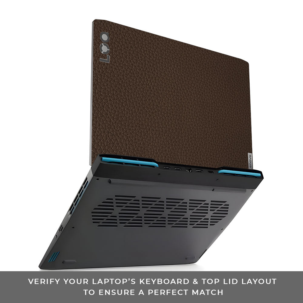 Textured Brown Leather Lenovo LOQ 2023 15IRH8, 15APH8 Laptop Skin