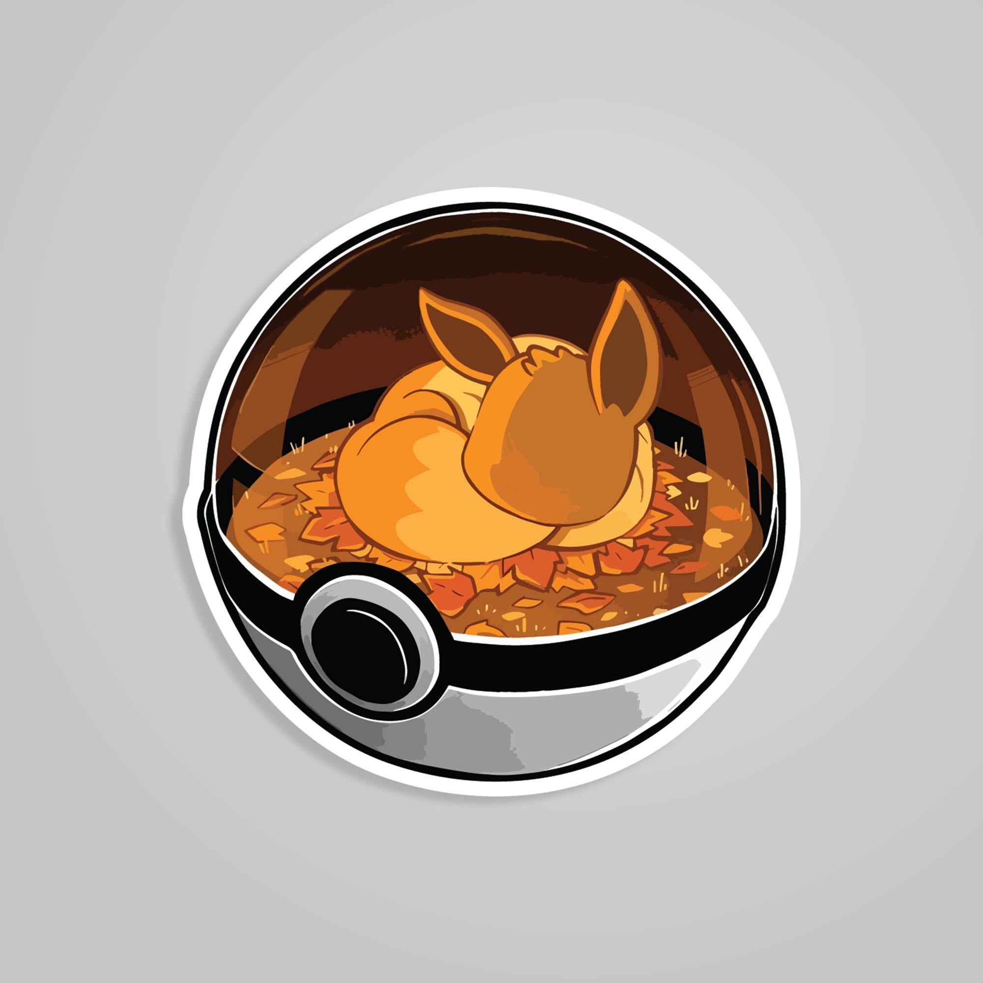 Fomo Store Stickers Anime Eevee in Autumn Leaves Pokeball