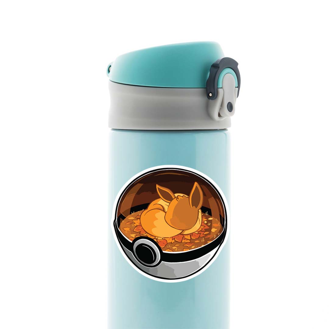 Eevee in Autumn Leaves Pokeball Anime Stickers