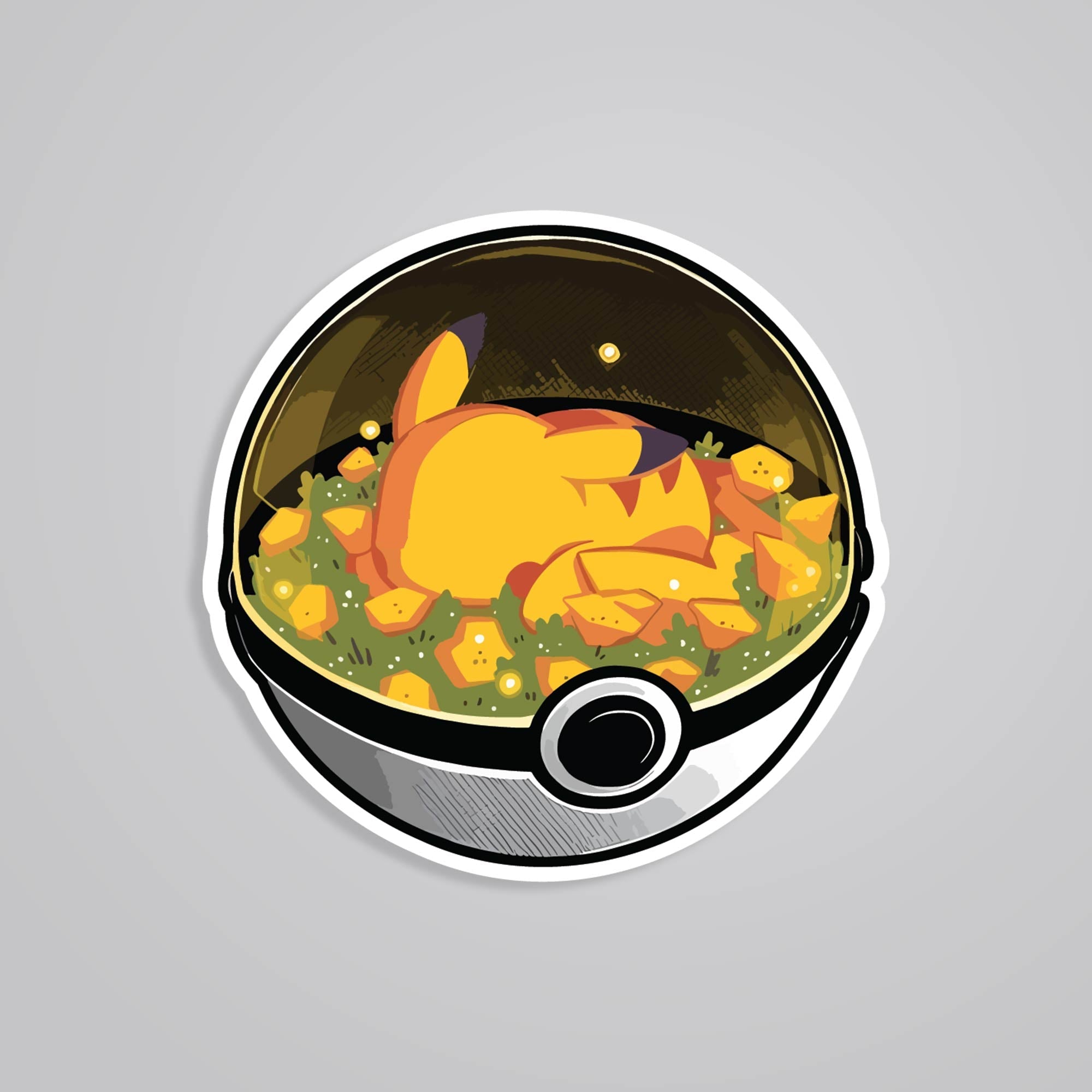 Fomo Store Stickers Anime Pikachu in Yellow Field Pokeball