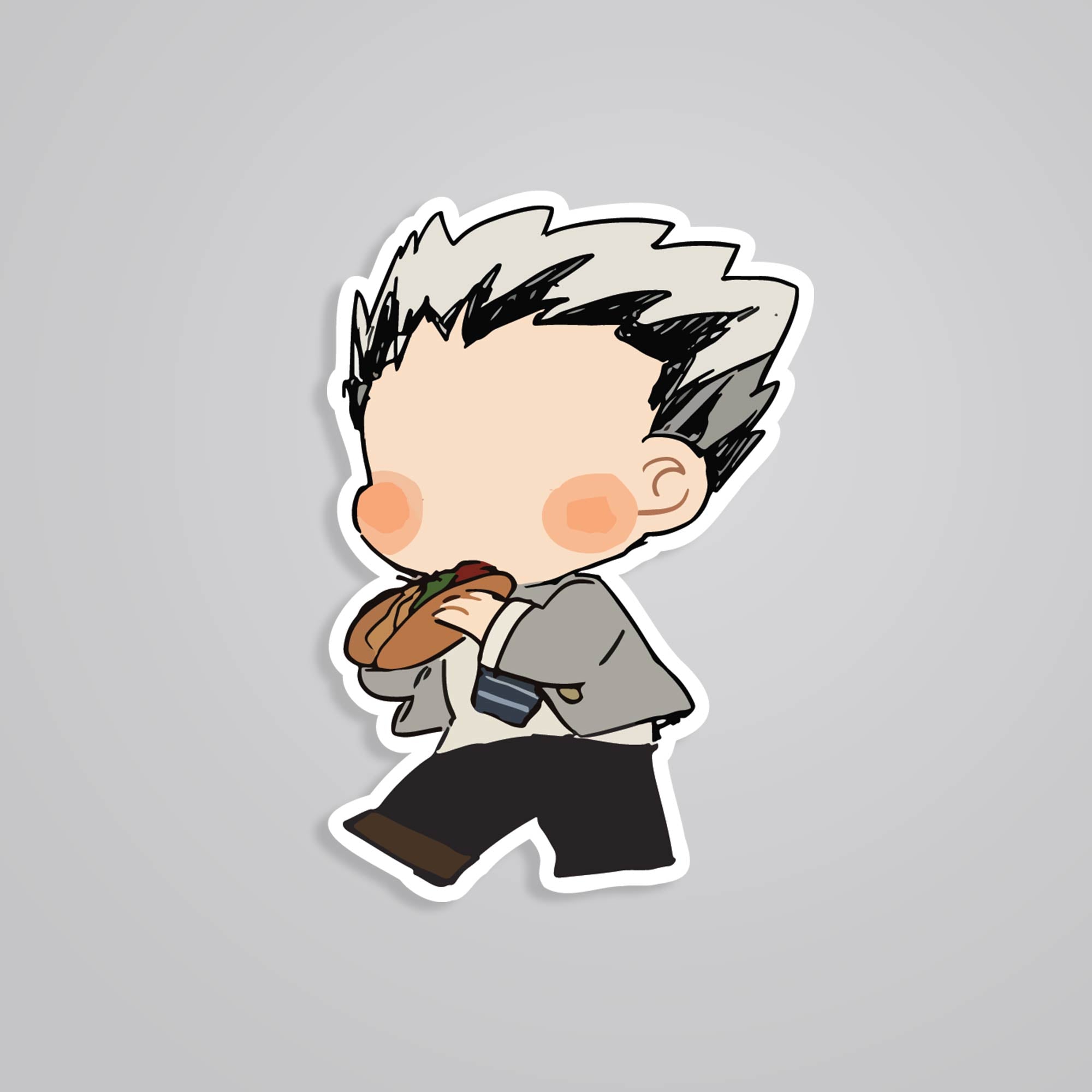 Fomo Store Stickers Anime Chibi Bokuto Eating Sandwich
