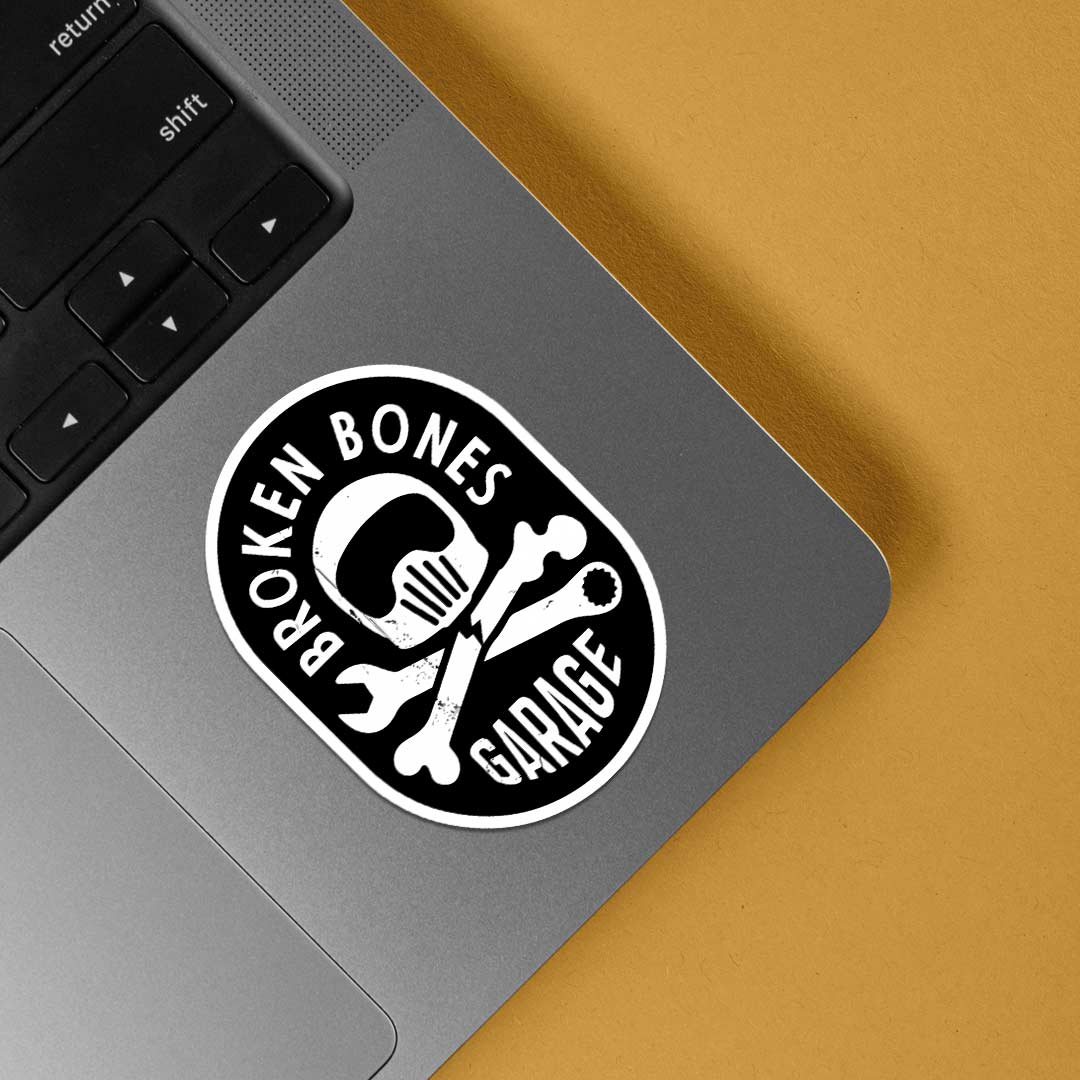 Broken Bones Garage Cars & Bikes Stickers