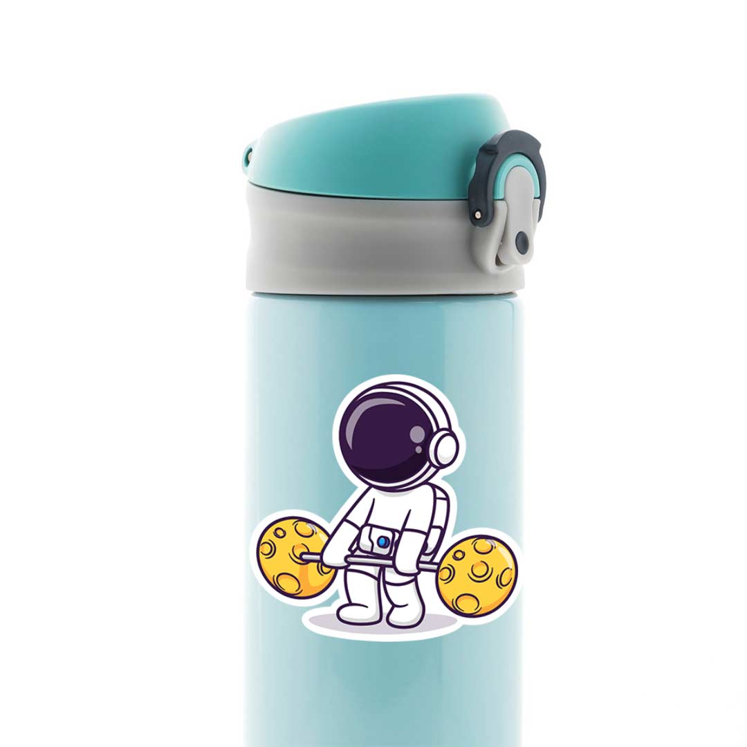 Astronaut Lifting Weights Casual Stickers