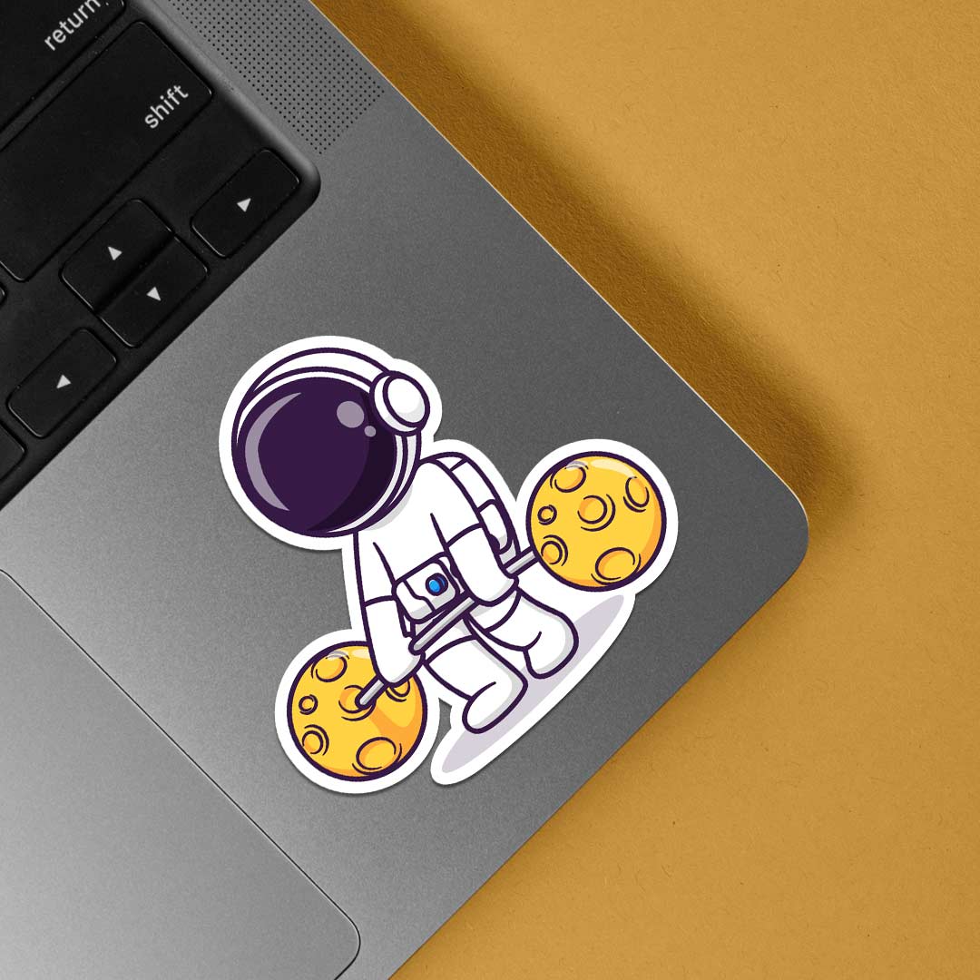 Astronaut Lifting Weights Casual Stickers