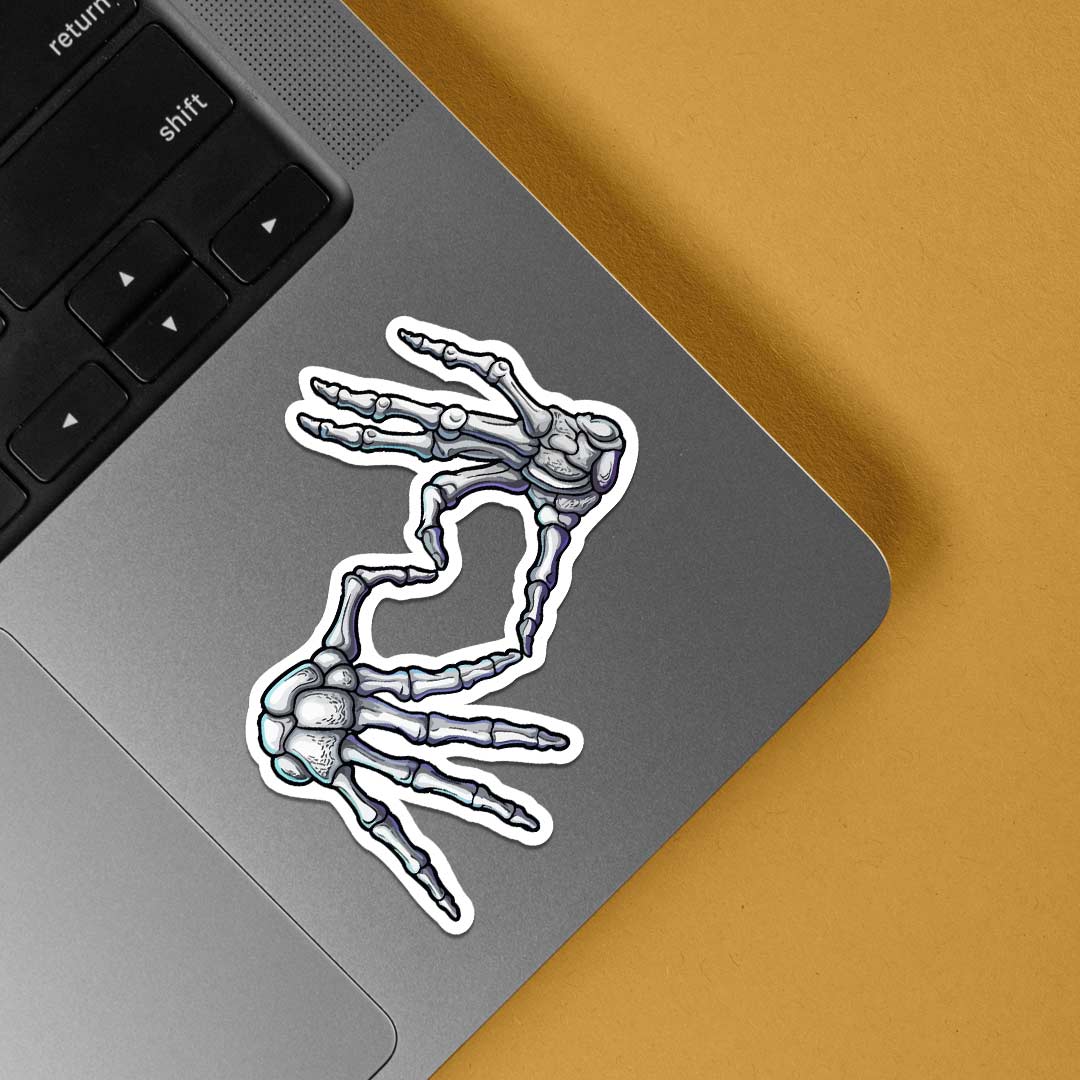 Skeleton Hands Heart Gesture Casual Stickers