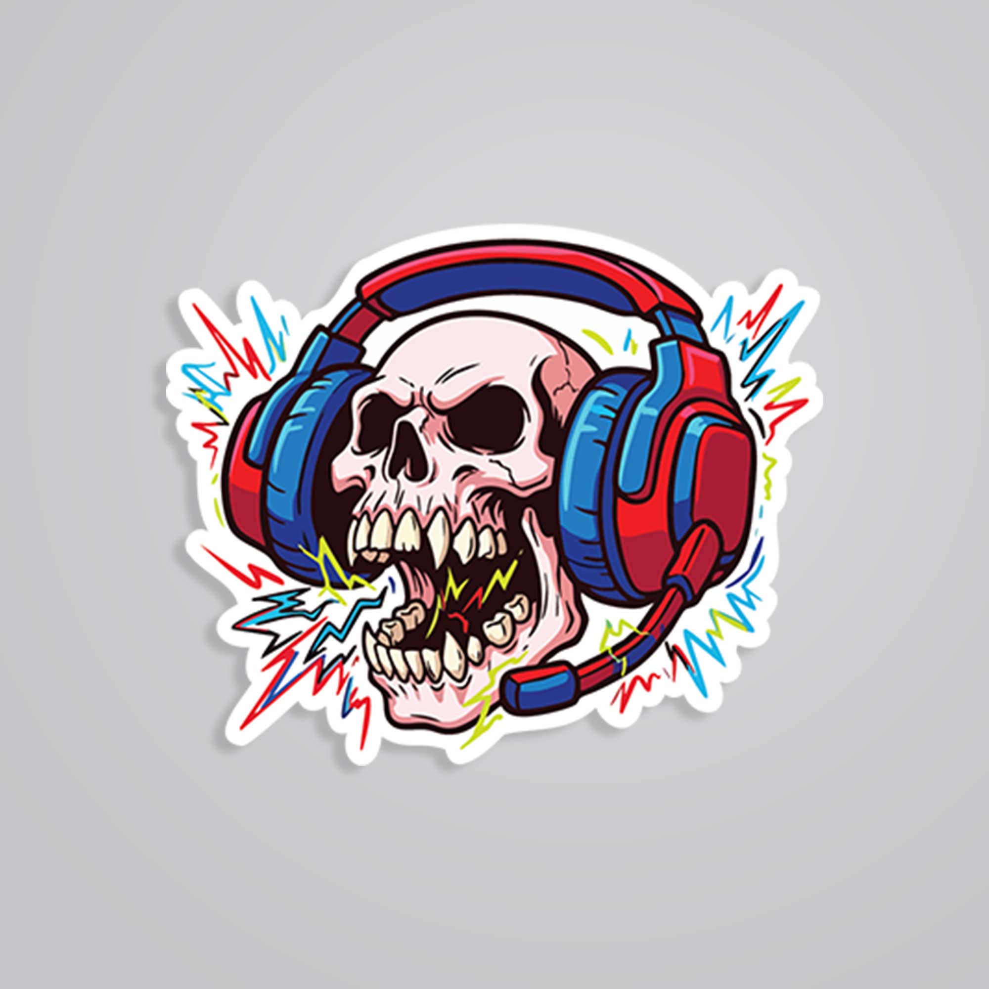 Blasting Music Skull Witty Stickers