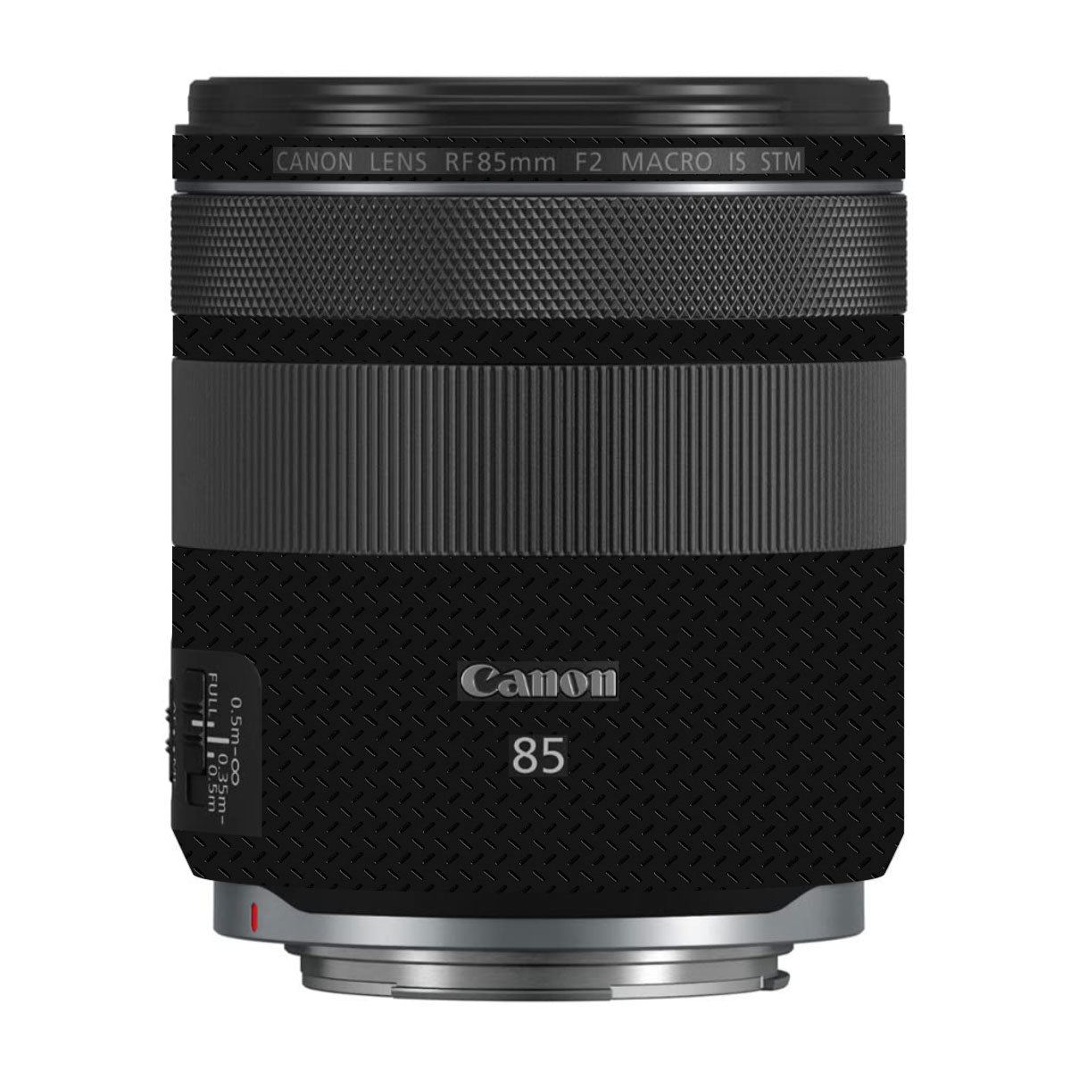 Textured Black Iron Plate Canon RF 85mm F/2 Macro IS STM Camera Lens Skin