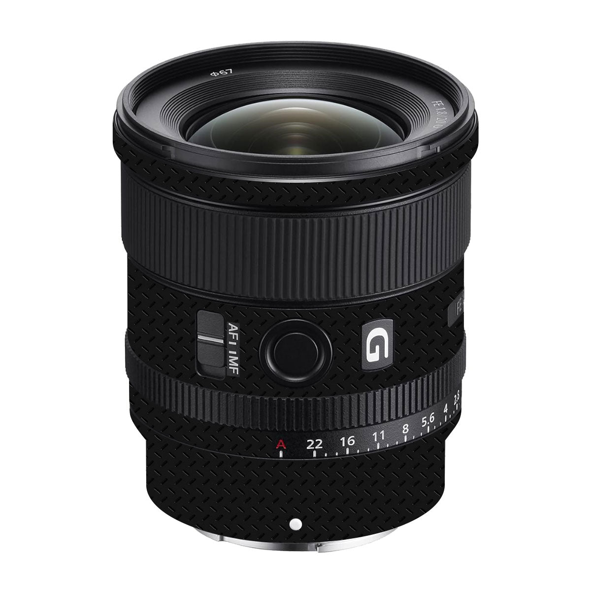 Textured Black Iron Plate Sony FE 20mm F/1.8 G Camera Lens Skin