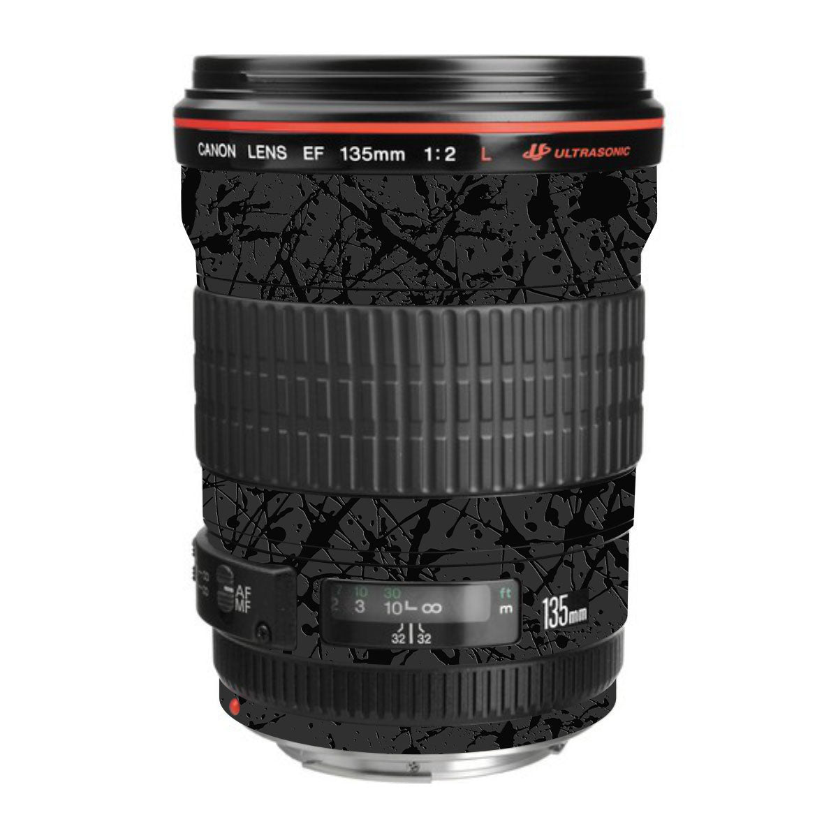 Textured Black Splash Canon EF 135mm F/2L USM Camera Lens Skin