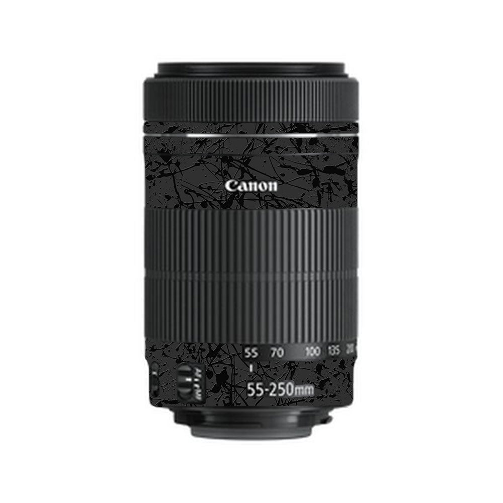 Textured Black Splash Canon EF-S 55–250mm f/4–5.6 IS STM Camera Lens Skin