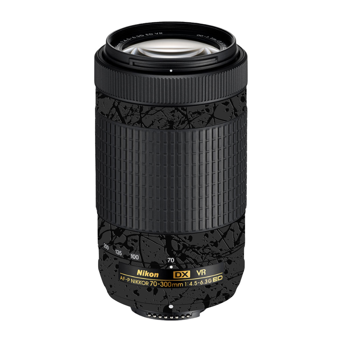 Textured Black Splash Nikon AF-P Nikkor 70-300mm F/4.5-6.3G ED VR Camera Lens Skin