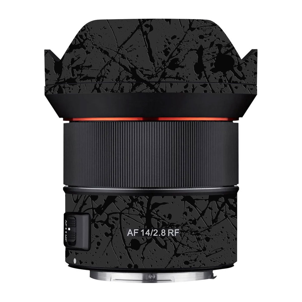 Textured Black Splash Samyang AF 14mm F/2.8 RF Camera Lens Skin