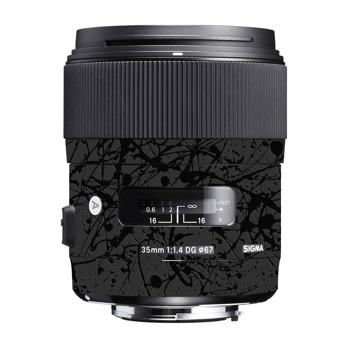 Textured Black Splash Sigma 35mm F/1.4 DG Canon Mount Camera Lens Skin