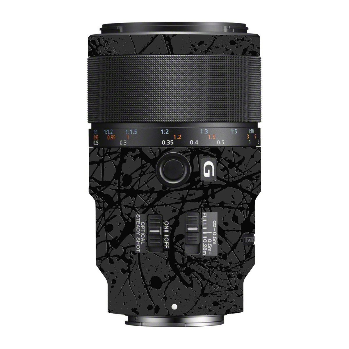 Textured Black Splash Sony FE 90mm F/2.8 Macro OSS Camera Lens Skin