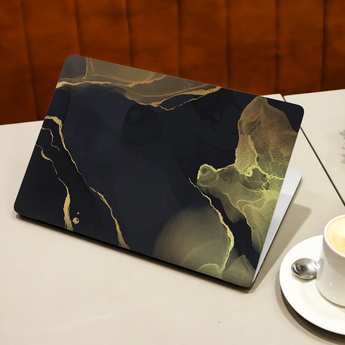 Golden Black Smoke Marble Laptop Skin