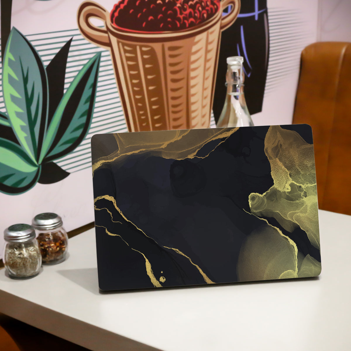 Golden Black Smoke Marble Laptop Skin